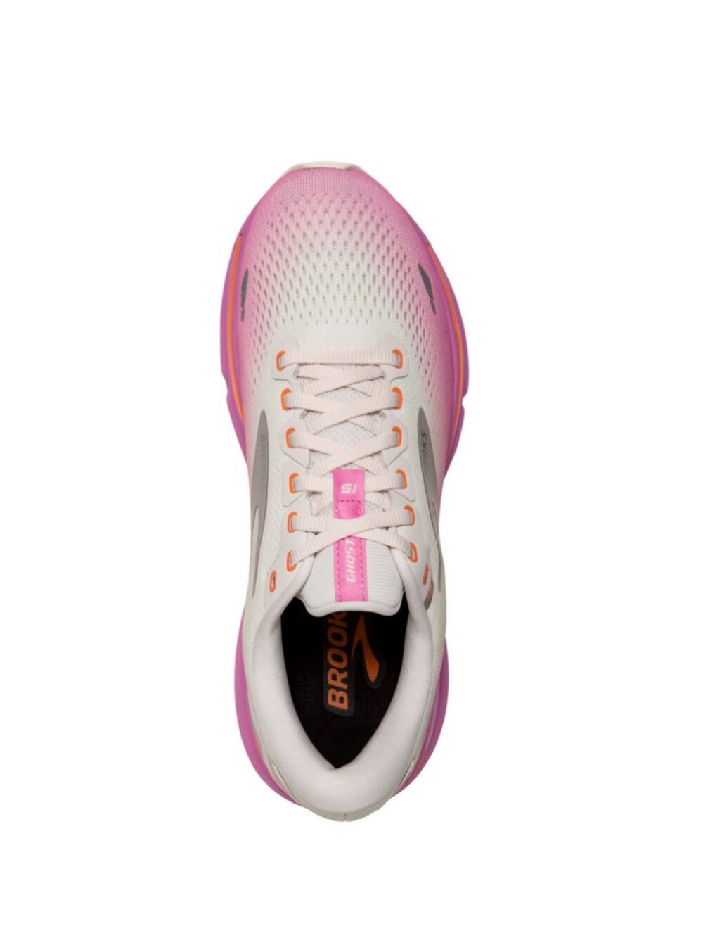 Brooks Sz. 10.5 Grey/Coconut/Fuchsia Ghost 15 Running Shoe - Picture 5 of 16